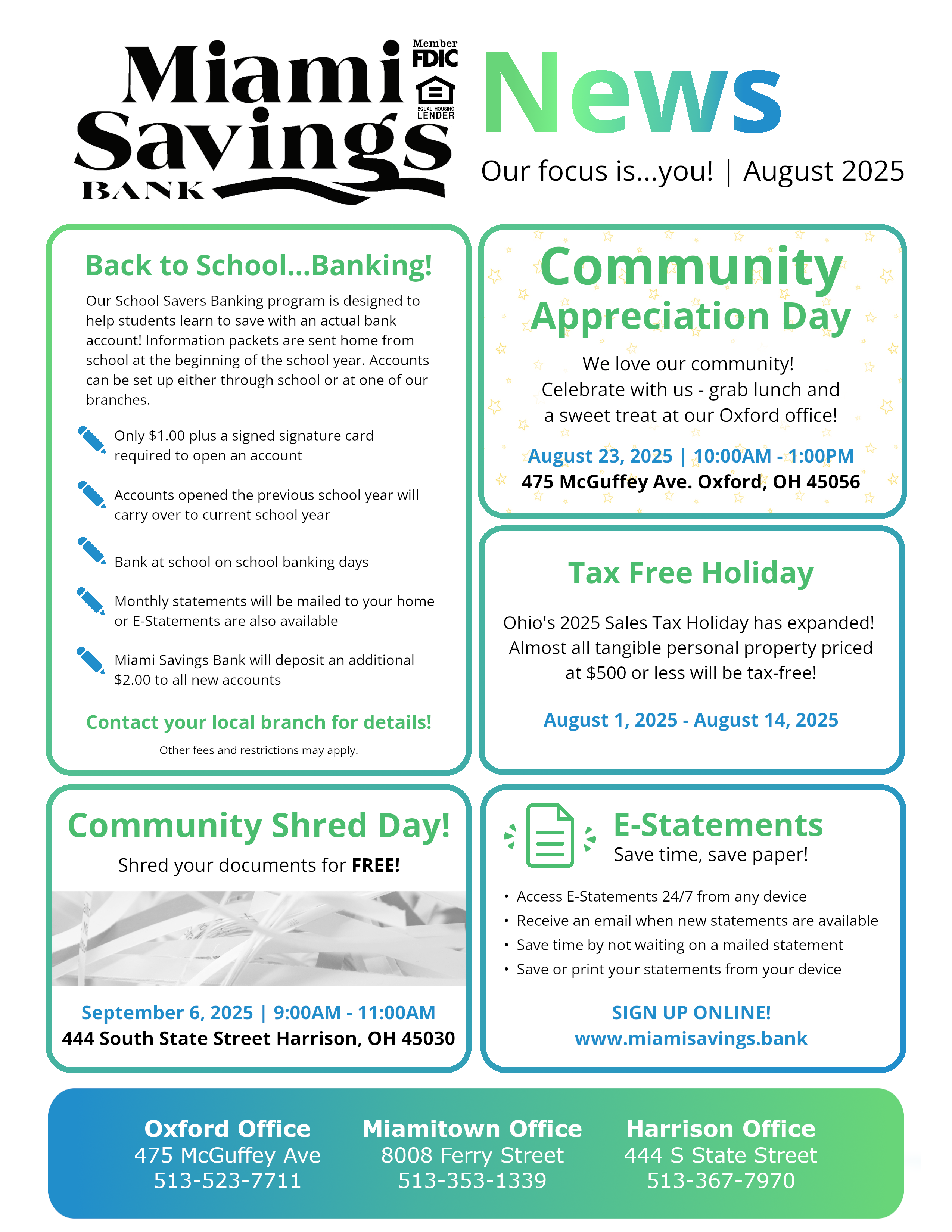 MSB August Newsletter